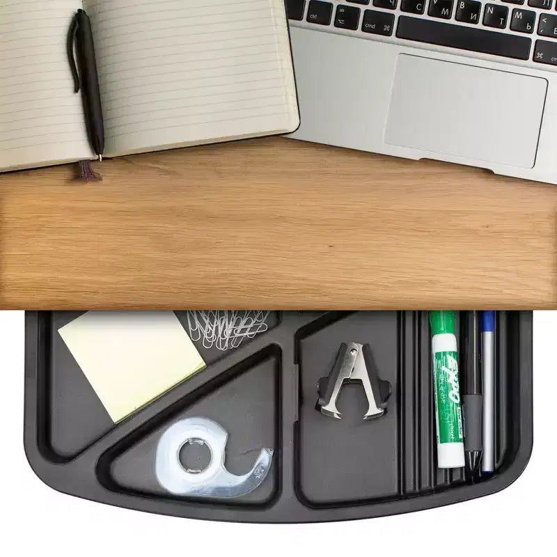 Under-Desk Swivel Storage Tray – Ergonomic Undermount Shelf for Office Supplies