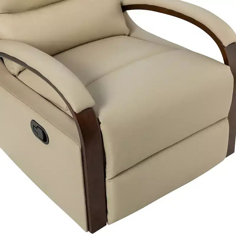 Clemens Genuine Leather Swivel Rocking Manual Recliner with Decorative Curved Arm