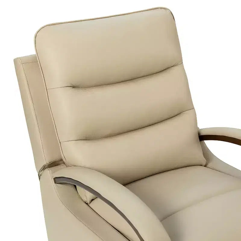 Clemens Genuine Leather Swivel Rocking Manual Recliner with Decorative Curved Arm