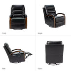 Clemens Genuine Leather Swivel Rocking Manual Recliner with Decorative Curved Arm