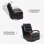 Clemens Genuine Leather Swivel Rocking Manual Recliner with Decorative Curved Arm