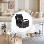 Clemens Genuine Leather Swivel Rocking Manual Recliner with Decorative Curved Arm