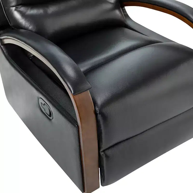 Clemens Genuine Leather Swivel Rocking Manual Recliner with Decorative Curved Arm