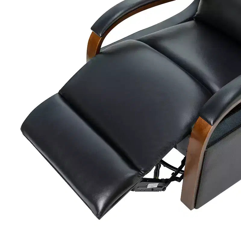 Clemens Genuine Leather Swivel Rocking Manual Recliner with Decorative Curved Arm