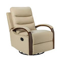 Clemens Genuine Leather Swivel Rocking Manual Recliner with Decorative Curved Mood Arm
