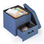 Collapsible Ottoman with Storage Drawer – Cube Footrest and Seat
