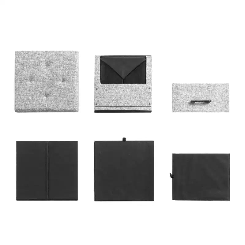 Collapsible Ottoman with Storage Drawer – Cube Footrest and Seat