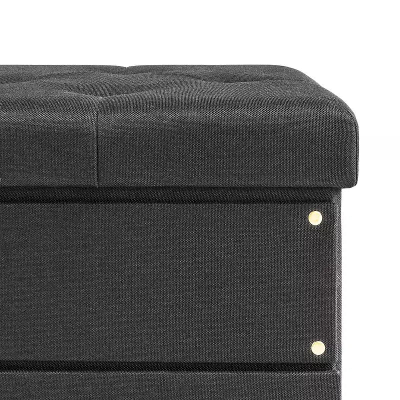 Collapsible Ottoman with Storage Drawer – Cube Footrest and Seat