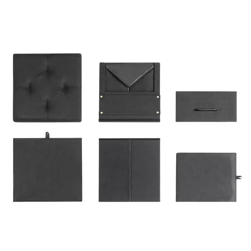 Collapsible Ottoman with Storage Drawer – Cube Footrest and Seat
