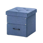 Collapsible Ottoman with Storage Drawer – Cube Footrest and Seat