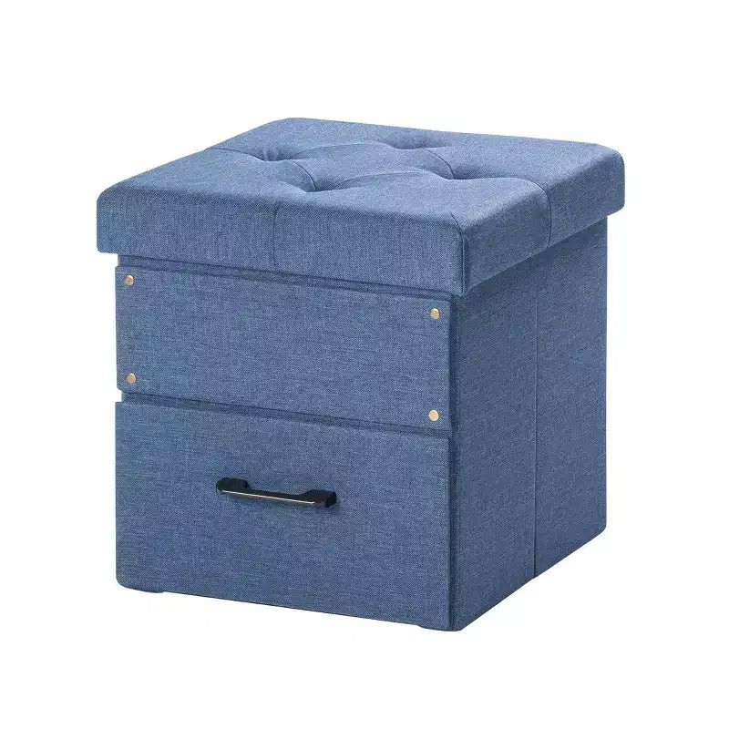 Collapsible Ottoman with Storage Drawer – Cube Footrest and Seat