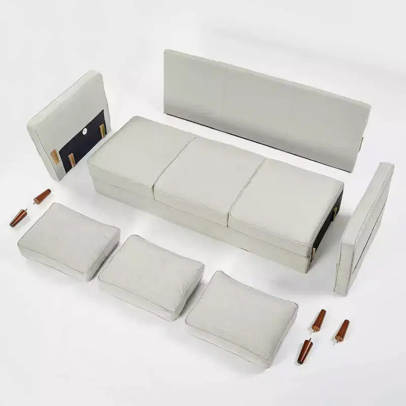 Modern Linen Fabric Sofa with Armrest Pockets