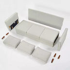 Modern Linen Fabric Sofa with Armrest Pockets