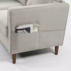 Modern Linen Fabric Sofa with Armrest Pockets