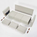 Modern Linen Fabric Sofa with Armrest Pockets