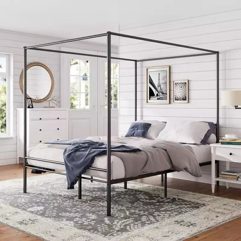 Canopy Metal Platform Bed Frame – Black
